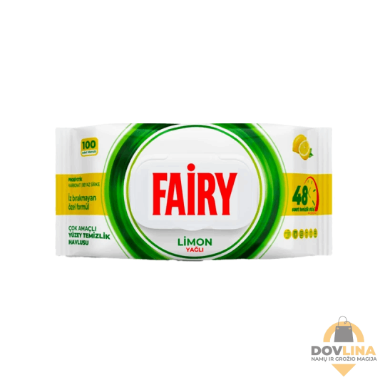 FAIRY universalios paviršių valymo drėgnos servetėlės citrinų kvapo (100vnt)