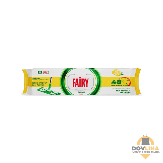 FAIRY grindų valymo vienkartinės servetėlės citrinų kvapo (50vnt)