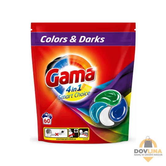 Gama 4in1 skalbimo kapsulės spalvotiems ir juodiems audiniams (60vnt)