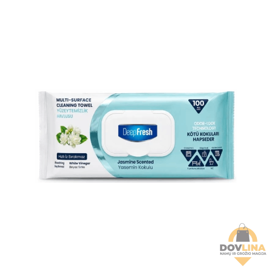 DEEP FRESH universalios paviršių valymo drėgnos servetėlės jazminų aromato (100vnt)